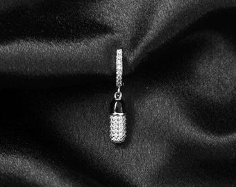 CZ Crystal Capsule Earrings: Stainless Steel Goth Punk Jewelry