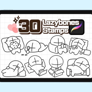 Procreate Stamp Chibi Character Set of 30 Brushe Cute Pose For Anime Cartoon Art Figure Drawing Kawaii Discord Emote Body Pose Stamp Kit