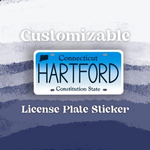 CUSTOMIZABLE Connecticut State License Plate Sticker || Laptop Sticker Decal