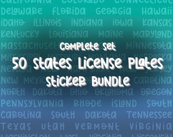 COMPLETE SET 50 States License Plates - CUSTOMIZABLE || Laptop Sticker Decals