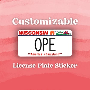 INDIVIDUALISIERBAR Wisconsin State Nummernschild-Aufkleber || Laptop Aufkleber Aufkleber