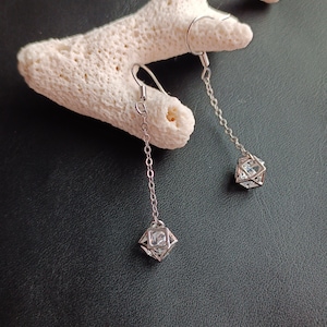 Cubic Dangle Earrings, Geometric Dangle Earrings, Silver Dangle Earrings, Geometric Earrings, Cubic Zirconia dangle earrings