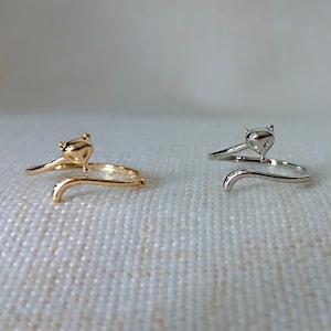 Silver Fox Ring, Fox Decor Wrapped Ring, Little Fox Ring, Gold Fox Ring, Tiny Fox Ring, Unique ring, Gift for her, Animal Ring, Open ring
