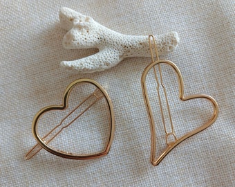 Gold Heart Hair Clip, Stunning Heart Hair Clip, Heart Hair Pin, Heart Hair Barrette, gift for her, Valentine's Gift