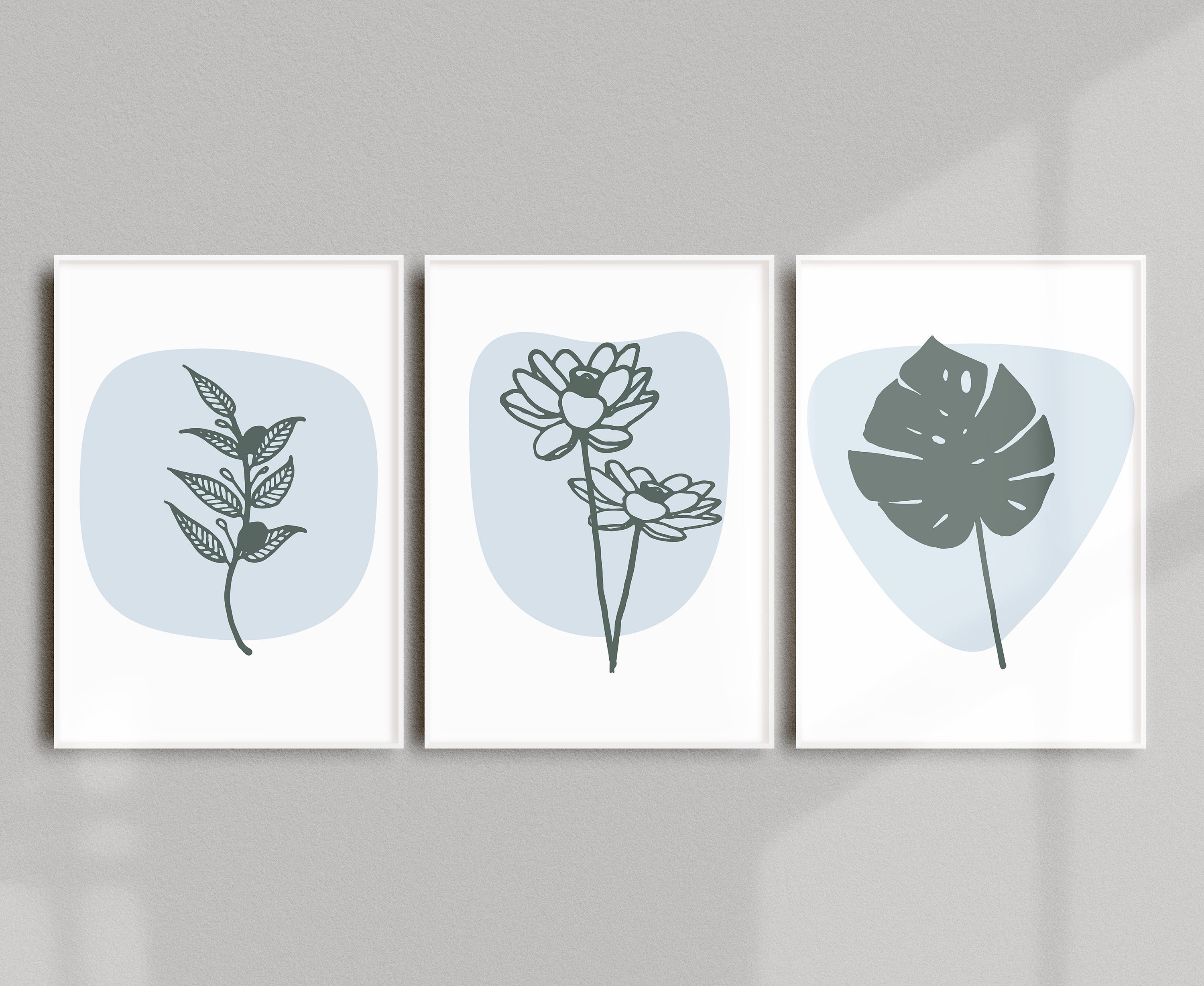 Set Of 3 Botanical Prints Wall Art Home Decor Bathroom | Etsy