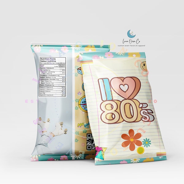 80's Birthday Party Chip Bags |Retro Party Favors | 3Games Party Favors | 80s Birthday Party