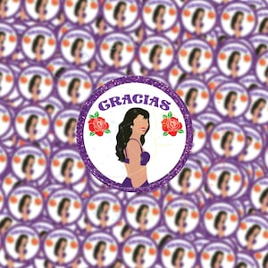 Selena Inspired Sticker Sheet Printable Purple Outfit | Print From Home Birthday Party Thank You Sticker Sheet | Thank You Stickers