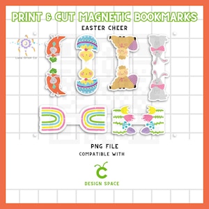 Magnetic Bookmarks PNG Bundle for Cricut &quot;Easter Cheer&quot; – Perfect for DIY Magnetic Bookmarks