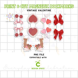 Magnetic Bookmarks PNG Bundle for Cricut &quot;Vintage Valentine&quot; – Perfect for DIY Magnetic Bookmarks