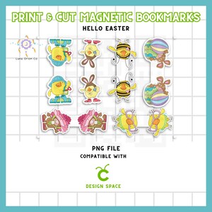 Magnetic Bookmarks PNG Bundle for Cricut &quot;Hello Easter&quot; – Perfect for DIY Magnetic Bookmarks
