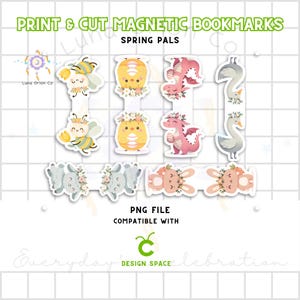 Magnetic Bookmarks PNG Bundle for Cricut &quot;Spring Pals&quot; – Perfect for DIY Magnetic Bookmarks