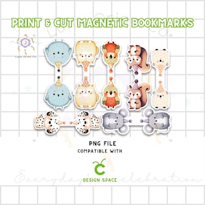 Magnetic Bookmarks PNG Bundle for Cricut &quot;Party Pals&quot; – Perfect for DIY Magnetic Bookmarks