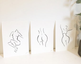 Hand Painted Abstract Silhouette Trio