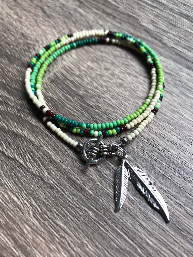 Native American Handcrafted Seed Bead Triple Wrap Bracelet