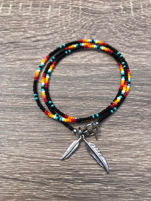 Native American Handcrafted Seed Bead Triple Wrap Bracelet