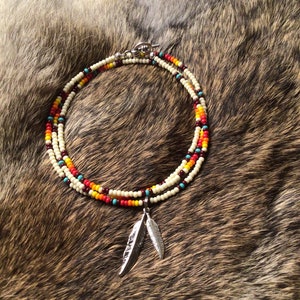 Beaded Single Strand Triple Wrap Bracelet-Native American