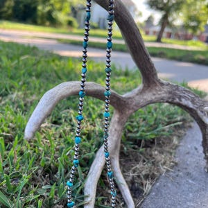 Navajo Pearl Necklace 4mm 18 inches with turquoise accents