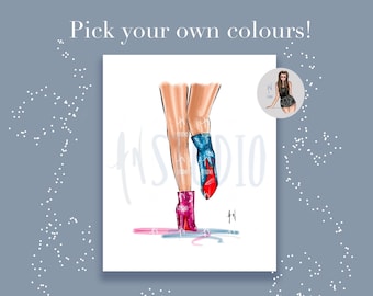 Custom Sparkle Ankle Boots Art Print: Eras Tour Fashion Illustration