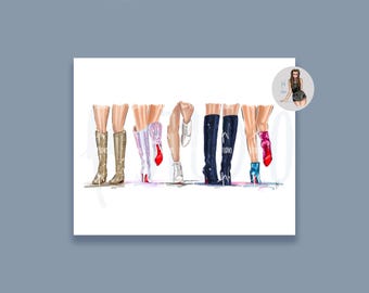 Eras Boots Art Print: Fashion Illustration on Cotton Paper