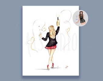 Ravelor Art Print, Grammys inspired fashion illustration print