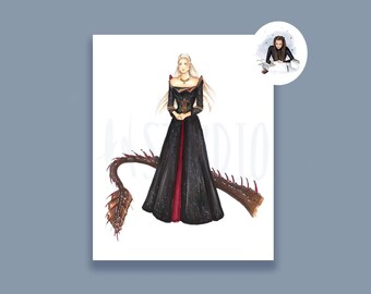 Stampa artistica di Rhaeneyra, stampa di illustrazione di moda del drago
