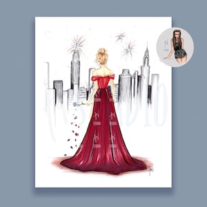 Burning Red x Deep Maroon Art Print, Eras inspired fashion illustration print