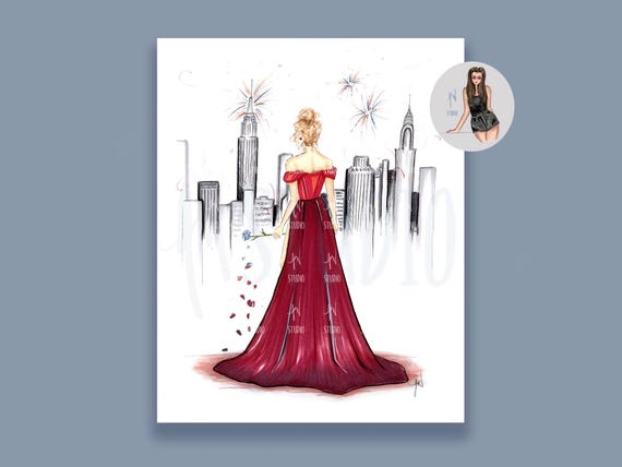 Burning Red x Deep Maroon Art Print, Eras inspired fashion illustration print