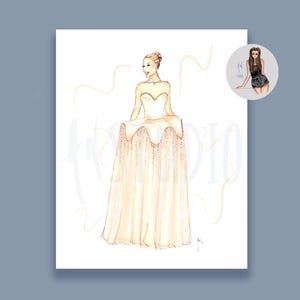 Satin Dreams, Oscars Red Carpet Inspired Fashion Illustration Print