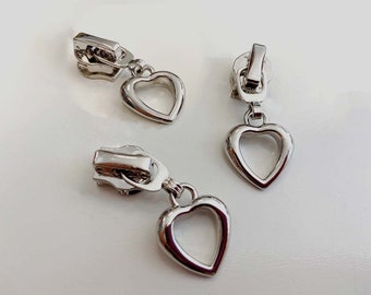 Heart zipper for zippers in 6 mm - silver