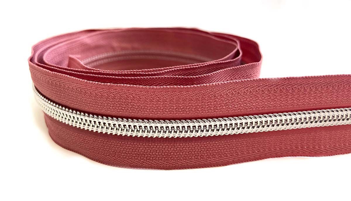 Zipper in old pink/silver - 1 m - endless