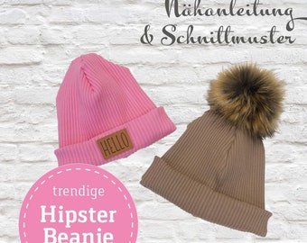 Papierschnittmuster & Anleitung Hipster Beanie Mütze - SEEMANNSgarn