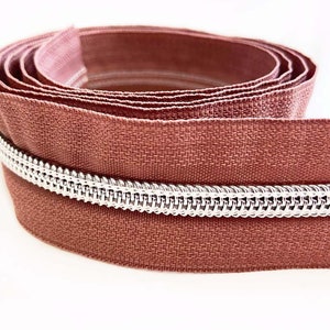 Zipper in copper brown/silver - 1 m - endless