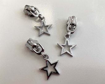 Stern-Zipper für Reißverschlüsse in 6 mm - silber