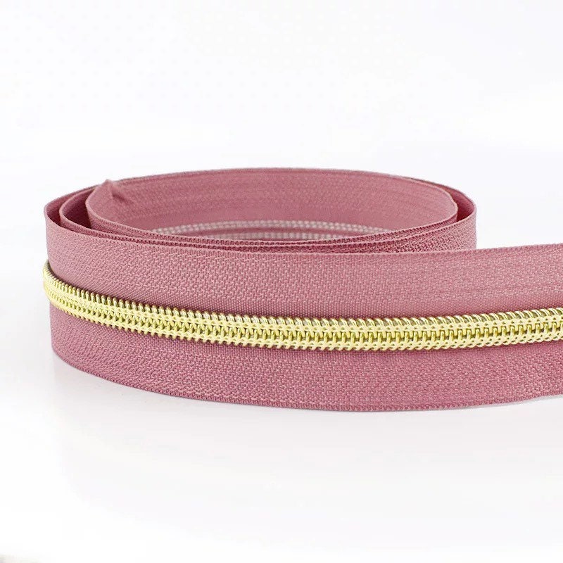 Zipper in old pink/gold - 1 m - endless