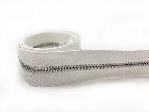 Weißer Teilbarer Reißverschluss Für Jacken - 50 Cm, Mit Schrift
