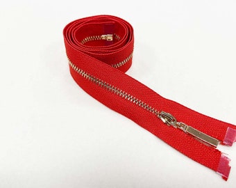 Reißverschluss in rot/Silber - teilbar in unterschiedlichen Längen