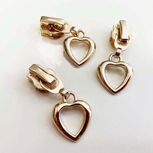 Heart zipper for zippers in 6 mm gold image 1