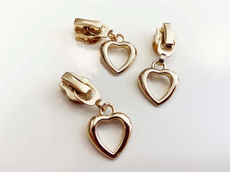 Heart zipper for zippers in 6 mm gold image 1