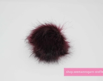 Pompom - weinrot 12 mm mit Druckknopf