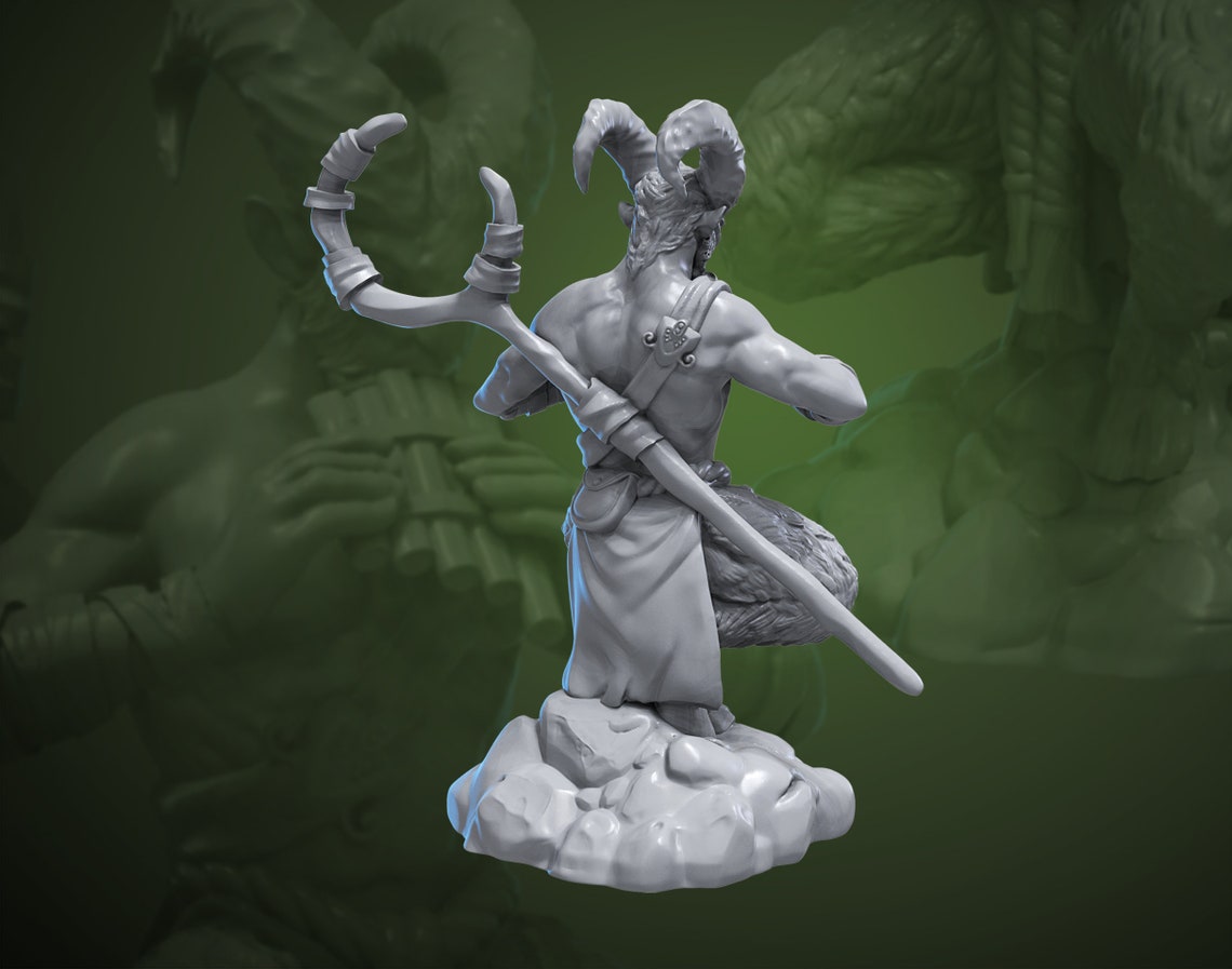 FAUN With Pan's Flute Miniature Bard Druid Shaman Etsy