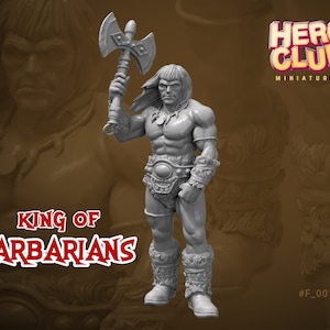 Barbarian warrior, king of barbarians miniature for DnD, RPG, boardgames and miniatures painters!