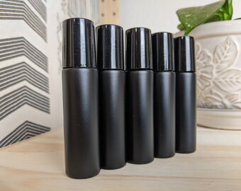 Oil Roller Bottle Black Frosted Matte 10ml 5 pack Roller Bottle Set DIY Roller Ball Oil Storage