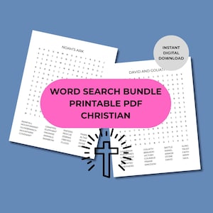 Christian Word Search Bundle, 20 Bible Puzzles for Kids, Religious Printable Games, Sunday School Activity, Printable PDF Digital Download