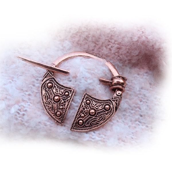 Detaillierte Keltische Brosche Ringfibel Schalnadel Anstecknadel Rund Wikinger Brosche Viking Celtic Brooch Kupfer Rose Messing Kiltnadel