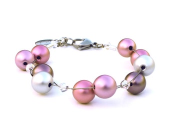 Playful Aluminum Pearl Bracelet Bracelet Bracelet Pink Pink Pink Old Pink Light Pink Silver Purple Lilac Descadero Gift