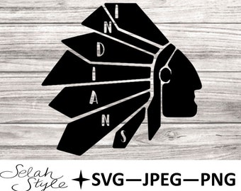 Indians Headdress Mascot Digital Download - svg, png, jpeg, jpg