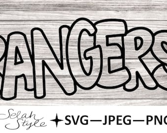 Rangers Bubble Letters Digital Download, SVG, PNG, JPEG