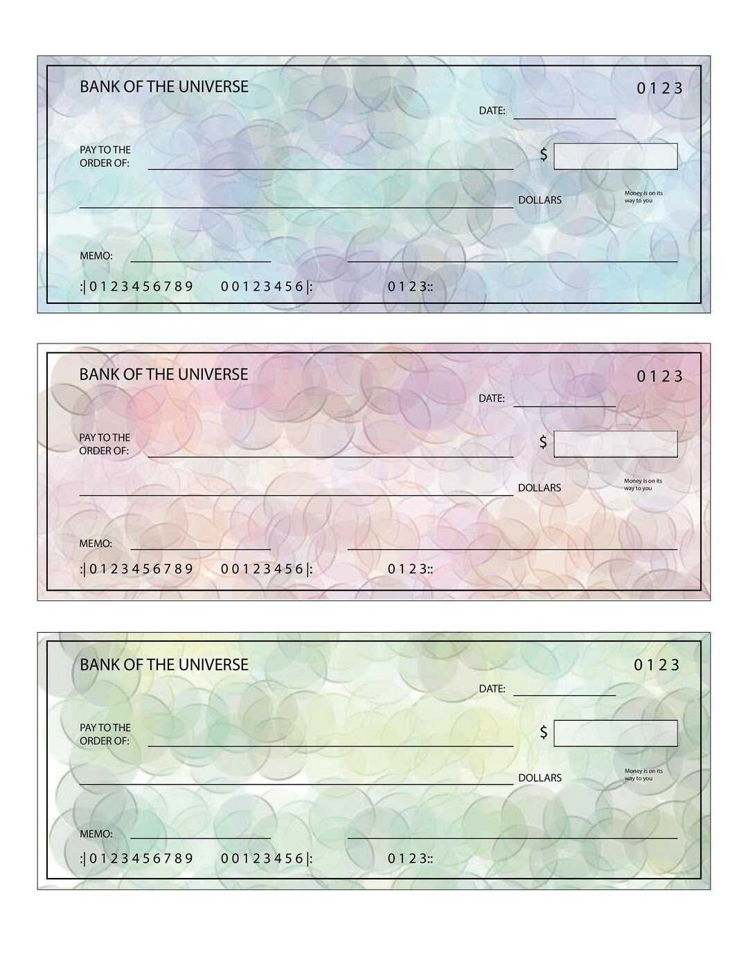 LOA- Printable Blank Checks (color Edition) - Etsy