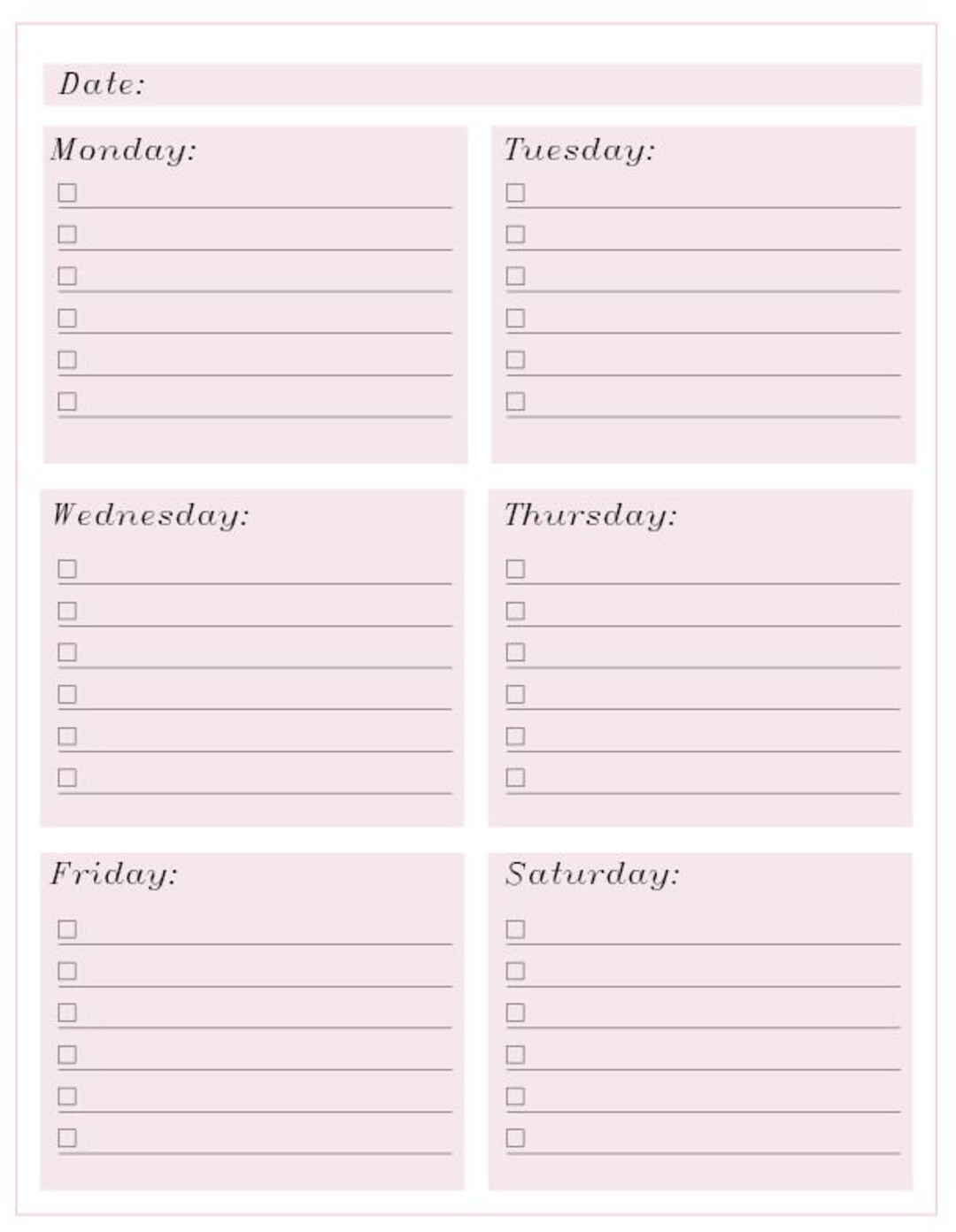 Printable To-do List (pink) - Etsy