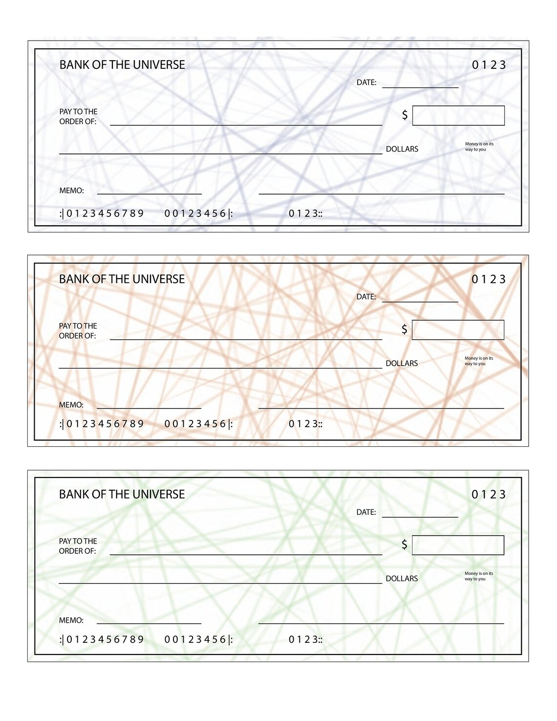 LOA- Printable Blank Checks (color Edition) - Etsy